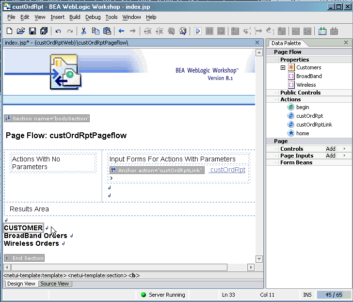 Java Server Page (index.jsp) After Adding Field Labels