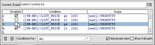 Advanced View With Two Conditions Disabled