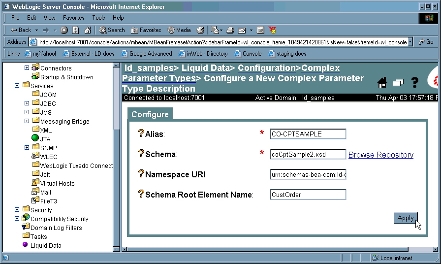 Creating a Complex Parameter Type in the Administration Console