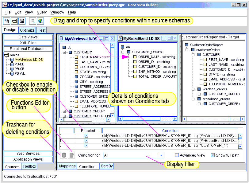 Conditions Tab on the Design tab