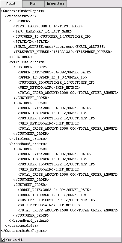Query Result in XML Source Format