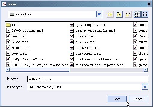 Save Schema Dialog Box