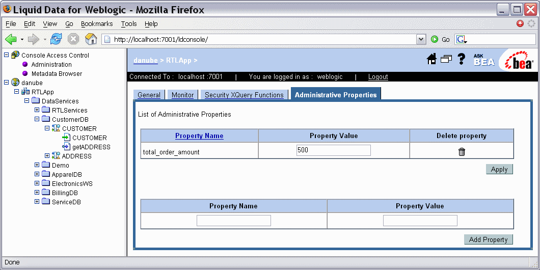 Administrative Properties Tab