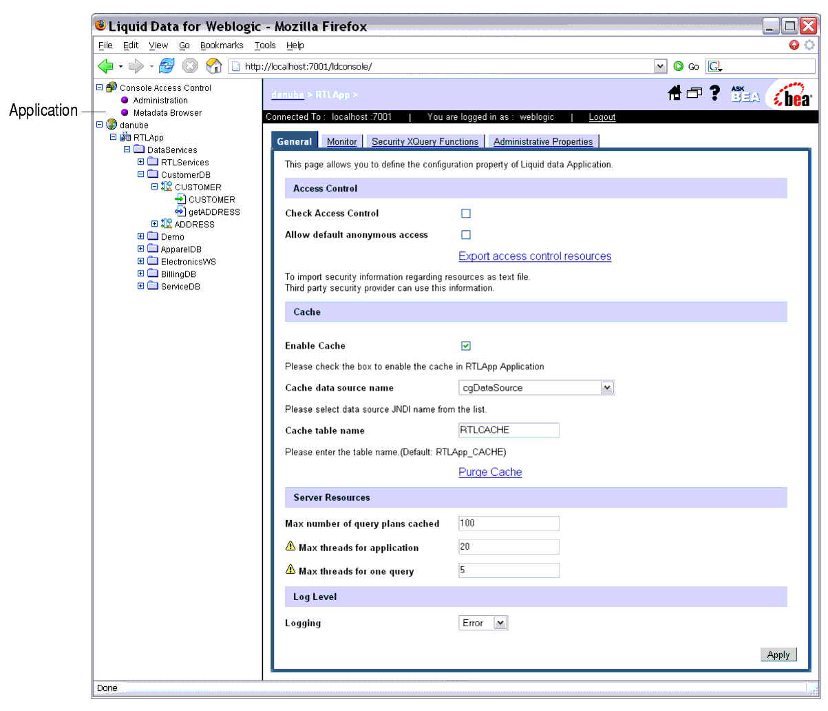 General Application Settings Page