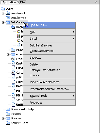 Selecting Metadata Import for a Liquid Data Project