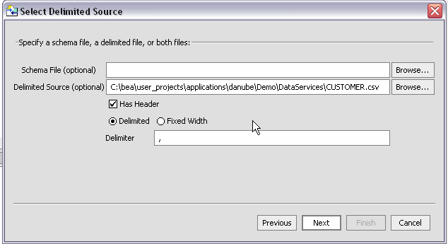 Specifying Import Delimited Metadata Characteristics