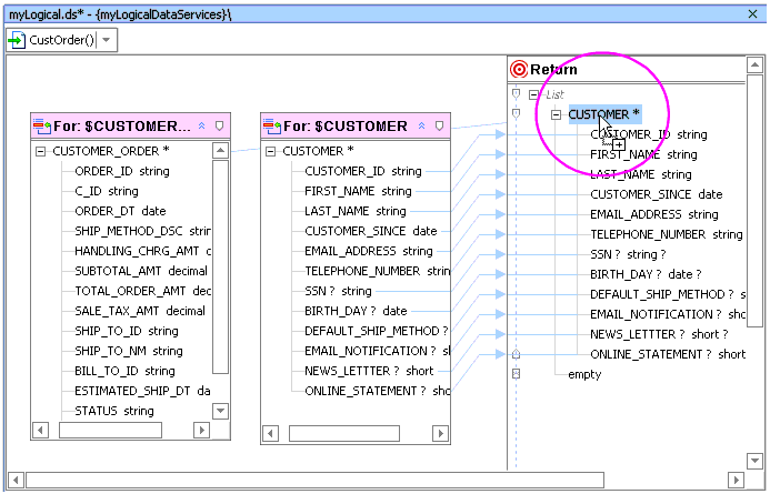 Append Mapping of the $CUSTOMER_ORDER to the Return Type
