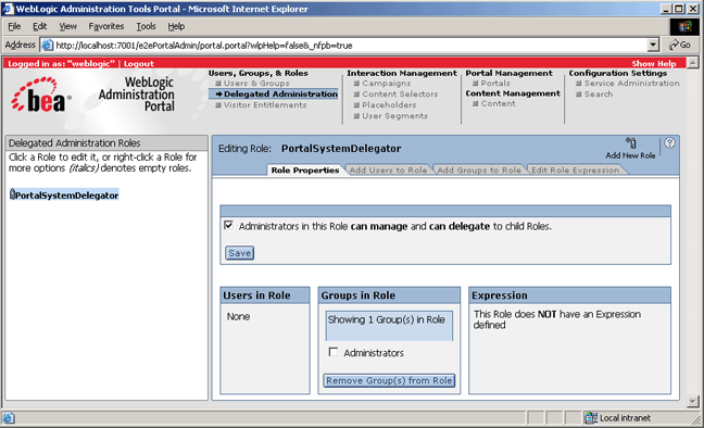 WebLogic Administration Portal