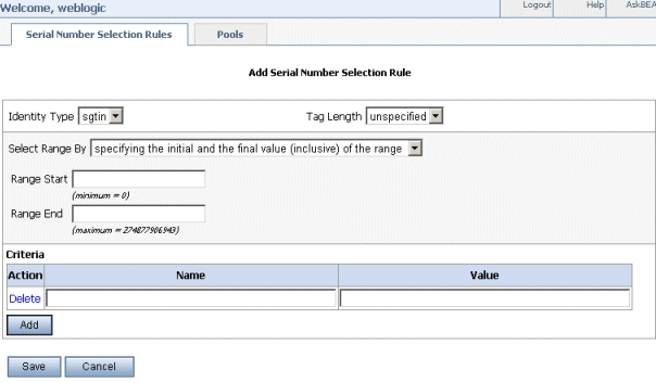 Add Serial Number Selection Rule