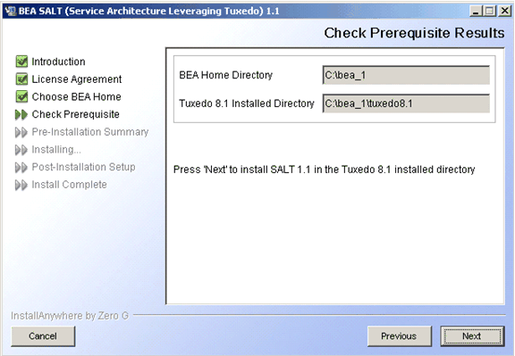 Check Prerequisite Result Screen