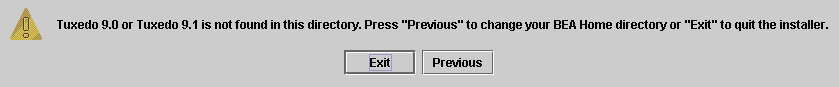 Tuxedo Not Found Message Box