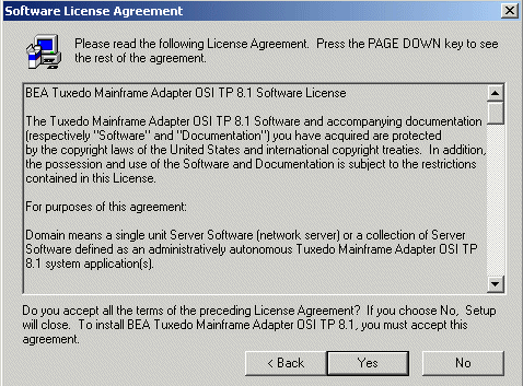 License Agreement Window