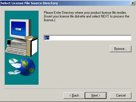 Select License File Source Directory Window