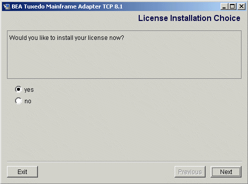 License Installation Choice Screen