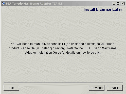 Install License Later Screen