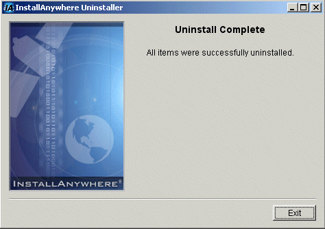 Tuxedo Mainframe Adapter for TCP Uninstallation Complete Screen