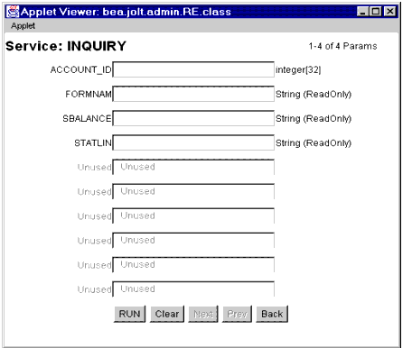 Sample Service Test Window