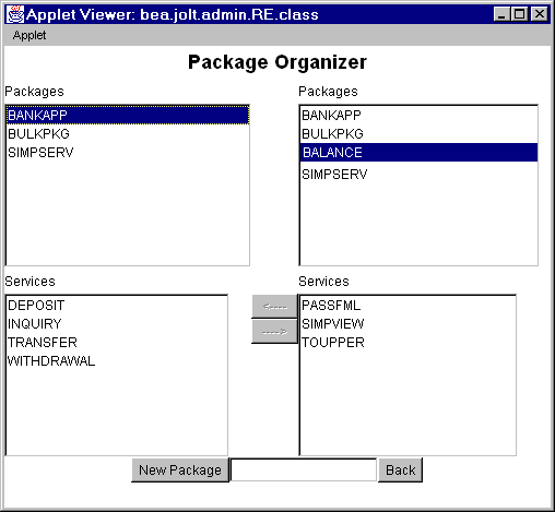 Package Organizer Window