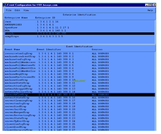 HP OpenView Event Configuration Window