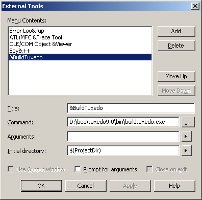 External Tools Window