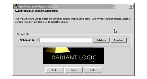 RadiantOne Synchronization Object Candidates Page