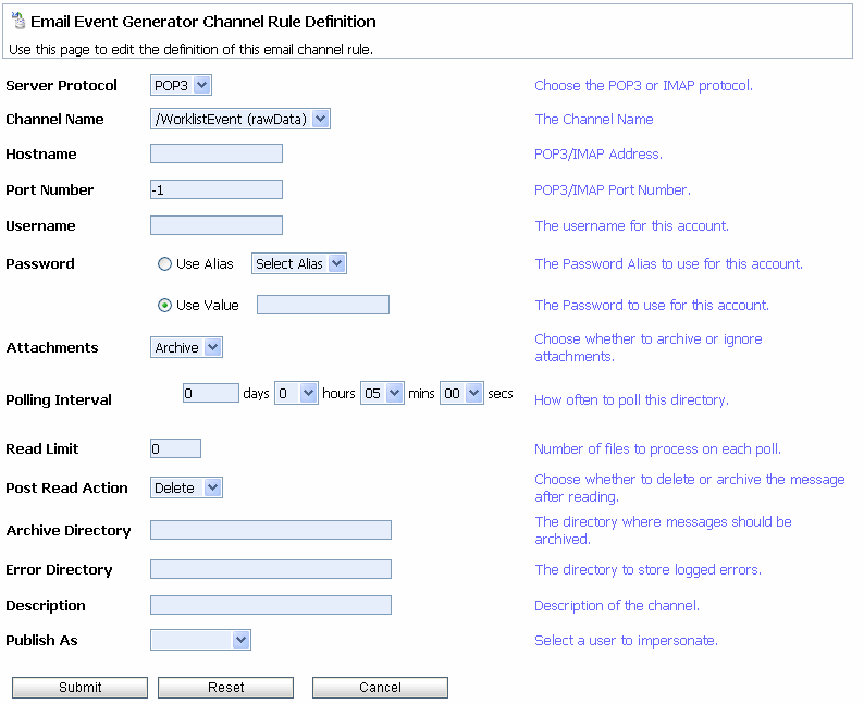 Channel Rule Definition - Email Event Generator