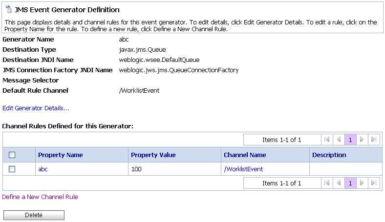 JMS Event Generator Details