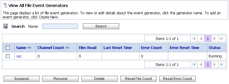 View All File Event Generators Page