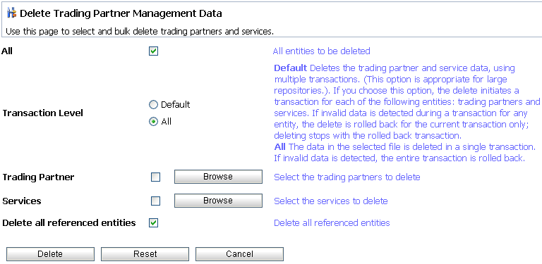 Deleting Trading Partner Management Data
