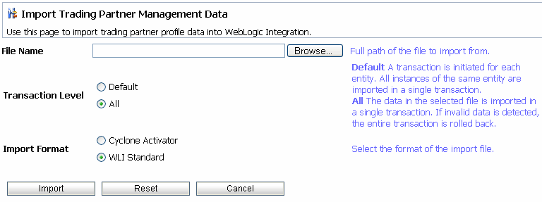 Import Trading Partner Management Data