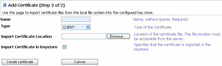 Add Certificate - Step 2