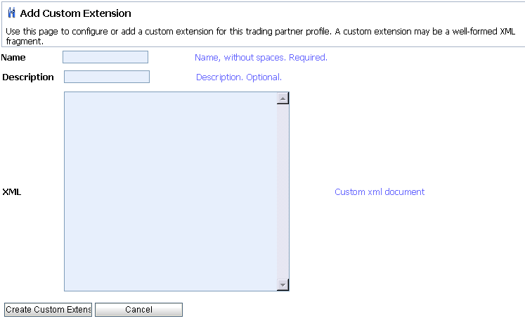 Add Custom Extension Page