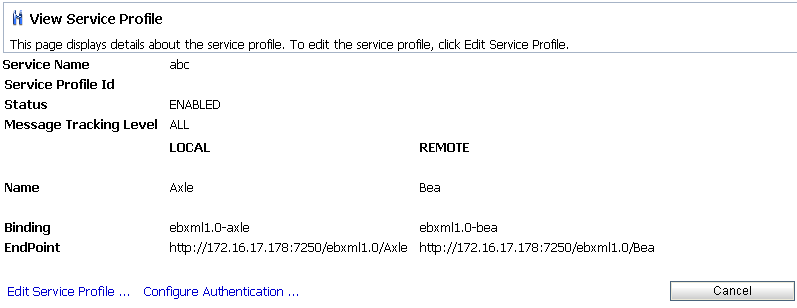 View Service Profile Page