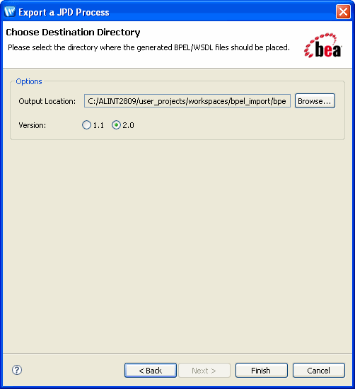 BPEL Export Pane