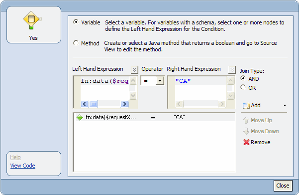 Condition List Pane