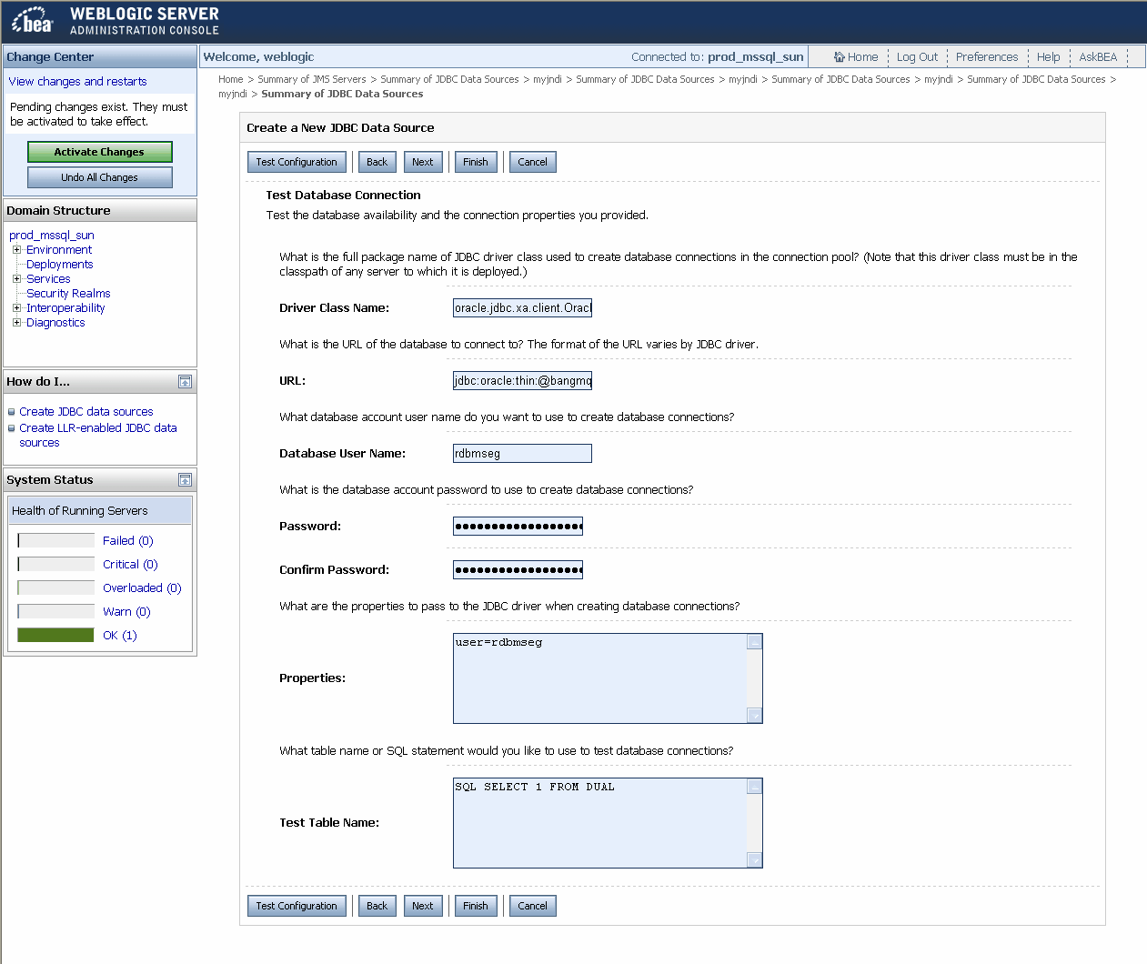 Test Database Connection
