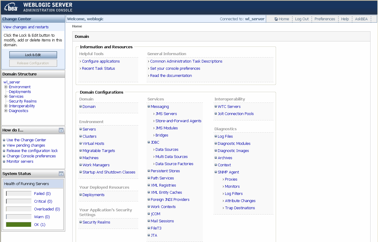 WebLogic Server Administration Console