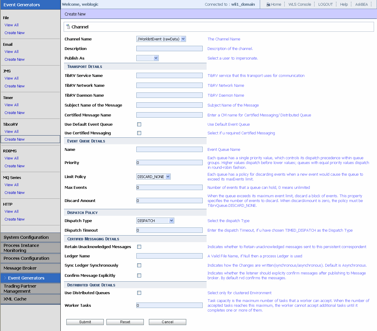 .Creating TIBCO RV Event Generator: Channel Rule Definition