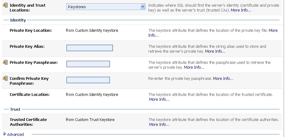 Setting KeyStore Tab
