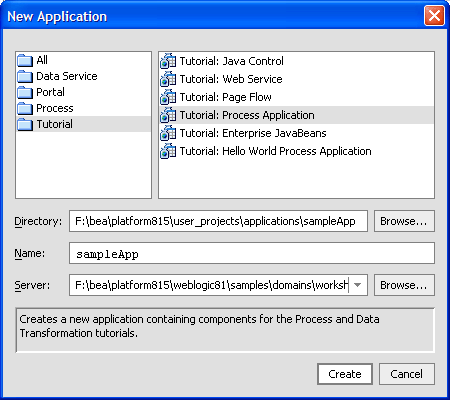 Creating a New Application in WebLogic Platform 8.1 