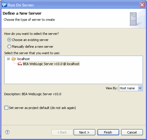 Run on Server Dialog Box