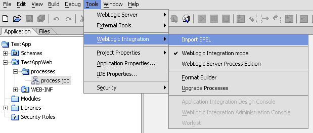 Import BPEL Option