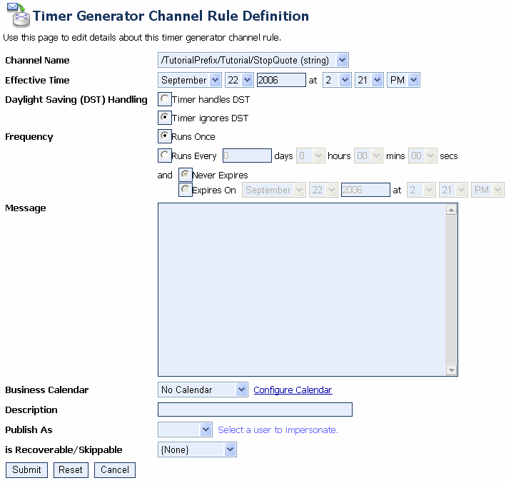 Timer Generation Channel Rule Definition