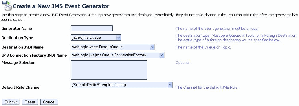 Create New JMS Event Generator