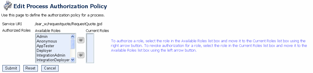 Edit Process Authorization Page