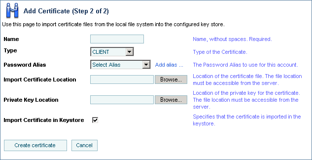 Add Certificate - Step 2