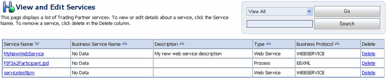 View and Edit Services page