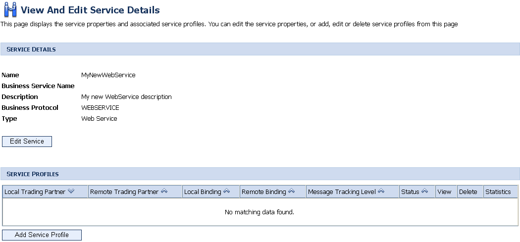 View and Edit Service Details Page