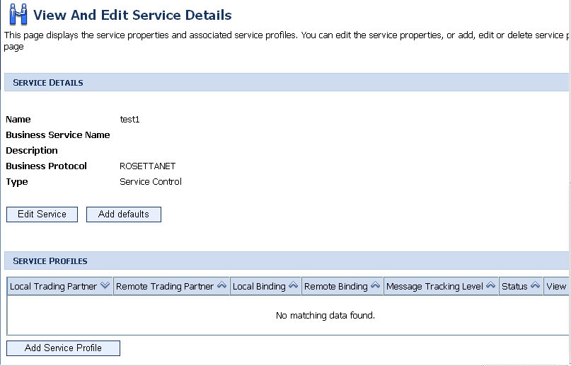 View and Edit Service Details Page