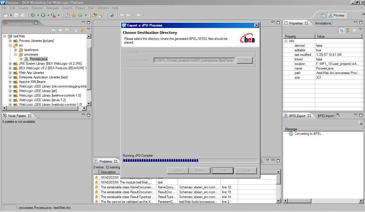 Progress of BPEL Export